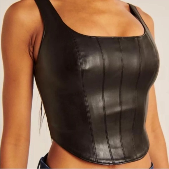 Abercrombie & Fitch Faux Leather Crop Corset Top - Picture 13 of 13
